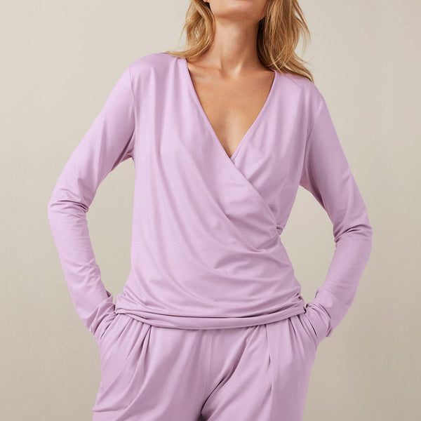 Dinazah Casual Purple Top Trousers Loose Knitted Women Pajamas Set