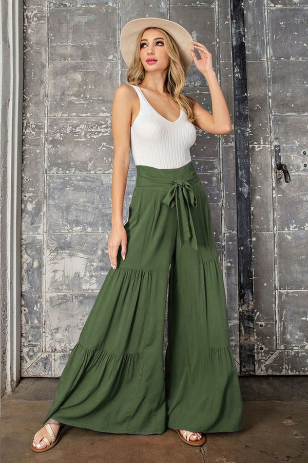 Dinazah Elastic Casual Wide Leg Pants