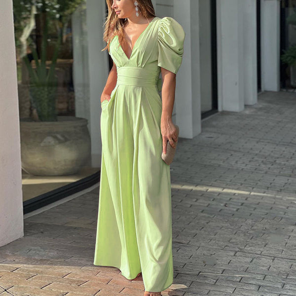 Dinazah V-neck Backless Long Jumpsuit