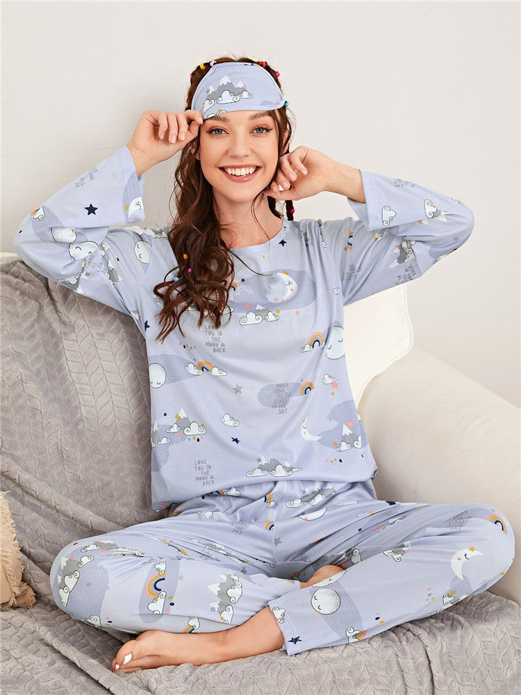 Dinazah Night Suit with Eye Mask Three-Piece Set