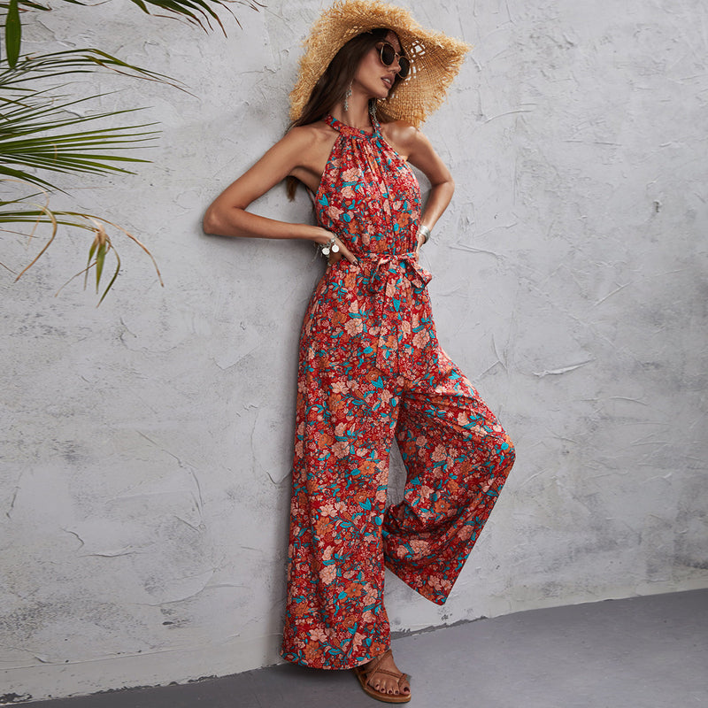 DInazah Halter Sleeveless Wide-Leg Jumpsuit