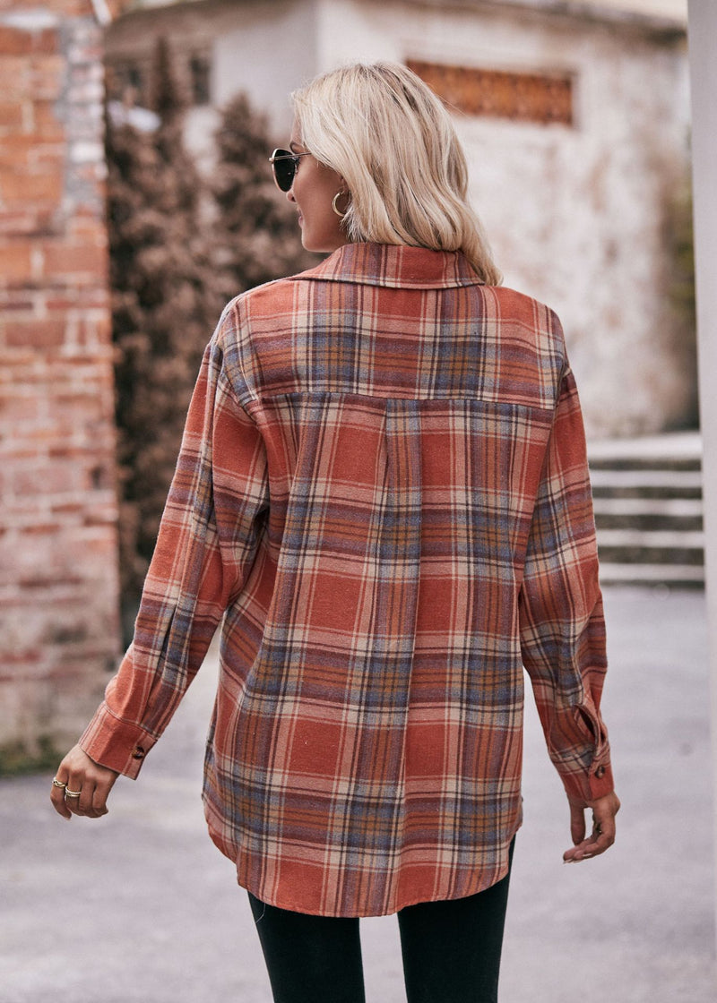 Dinazah Oversize Loose Plaid Shirt