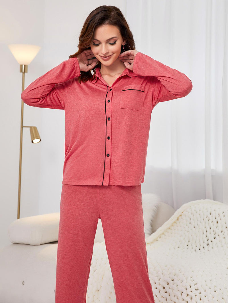 Dinazah Pajamas Women Casual Cardigan Long Sleeved Suit