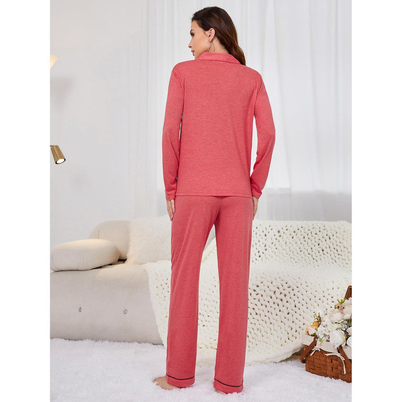 Dinazah Pajamas Women Casual Cardigan Long Sleeved Suit