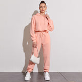 Long-Sleeved Short Sweater Straight Leg Pants Suit