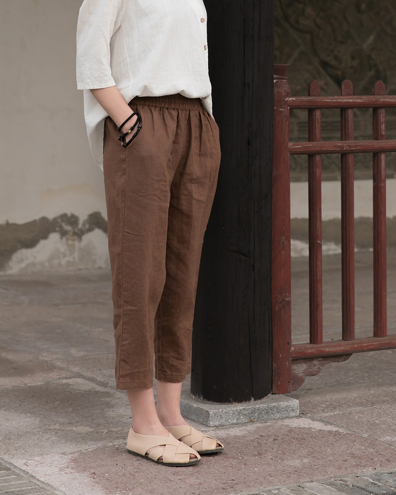 Dinazah Linen Slimming Cropped Pants