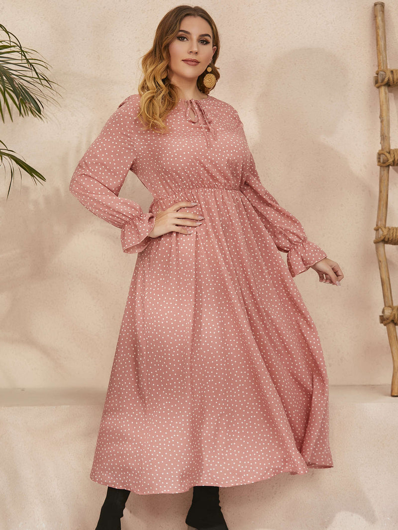 Dinazah Plus Size Loose-Fitting Long Sleeve Dress