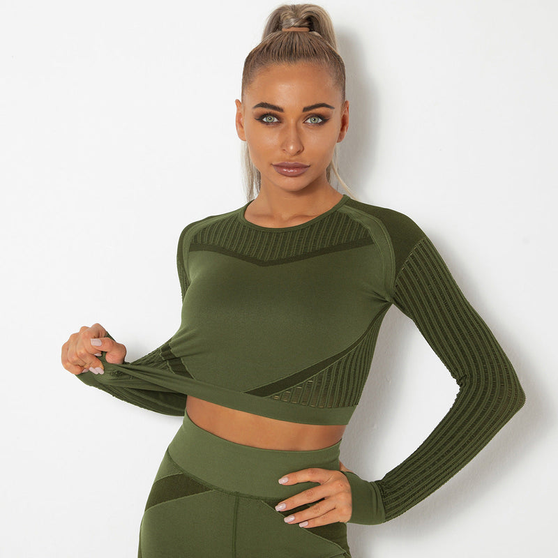 Dinazah Hollow-out Long Sleeve Yoga Clothes