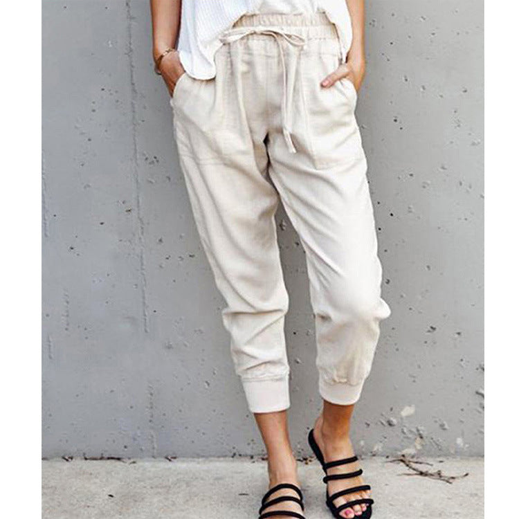 Dinazah Linen Lace Casual Pants