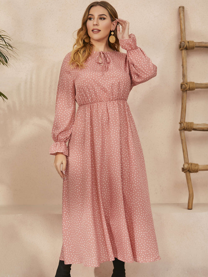 Dinazah Plus Size Loose-Fitting Long Sleeve Dress