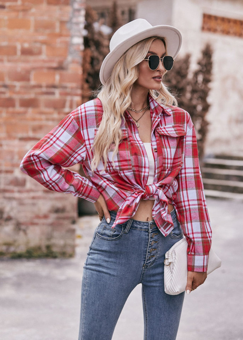 Dinazah Oversize Loose Plaid Shirt