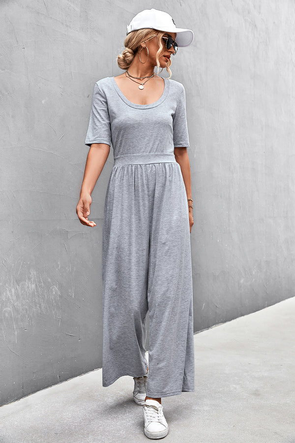 Short Sleeve Loose Wide Leg Jumpsuit