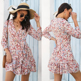 Dinazah Women Ruffled Floral Dress