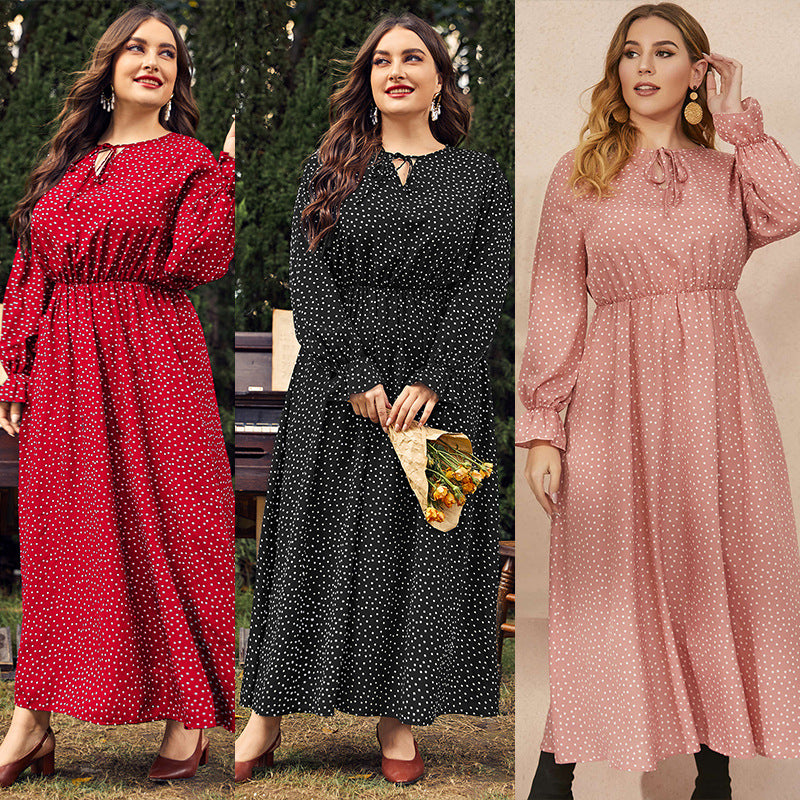 Dinazah Plus Size Loose-Fitting Long Sleeve Dress