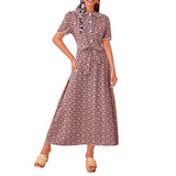 Dinazah French Style Floral Long Dress