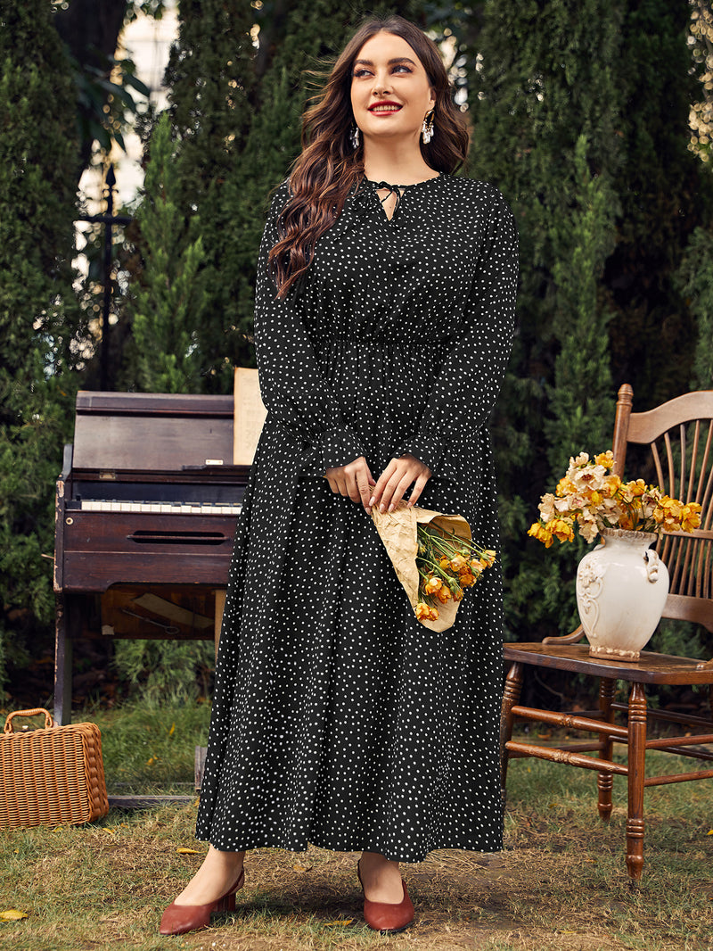 Dinazah Plus Size Loose-Fitting Long Sleeve Dress