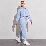 Long-Sleeved Short Sweater Straight Leg Pants Suit