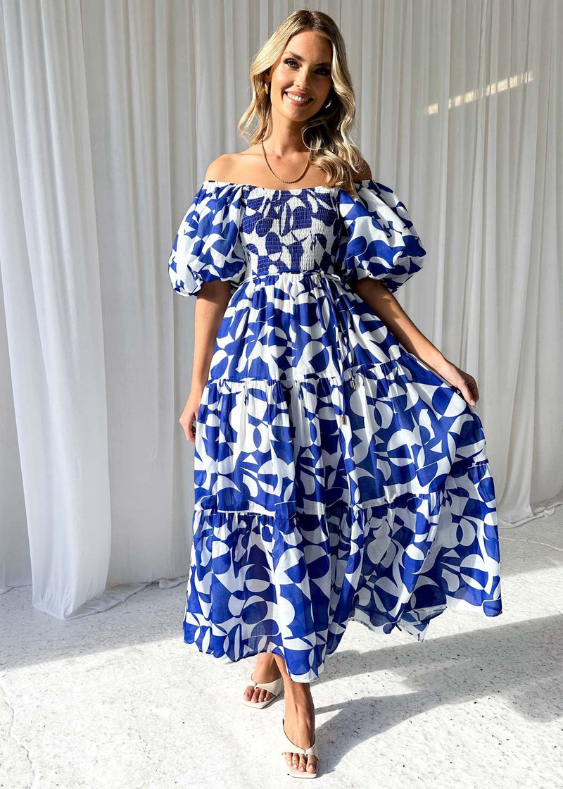 Floral Print off Shoulder Puff Sleeve Dress