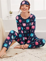 Dinazah Night Suit with Eye Mask Three-Piece Set