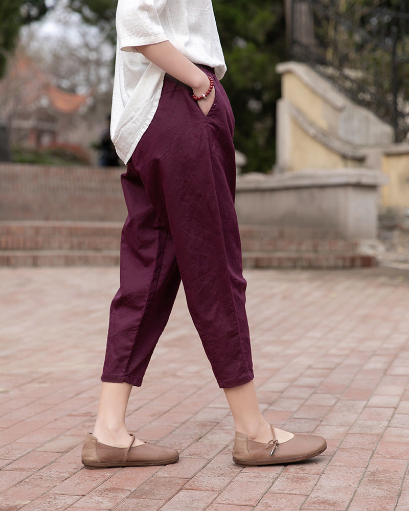 Dinazah Linen Slimming Cropped Pants