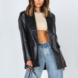 Dinazah Casual Leather Jacket Coat