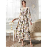 Dinazah V-neck Long Sleeve Floral Print Dress